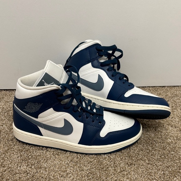 Nike Shoes - Nike Air Jordan Navy and White High-Top Sneakers